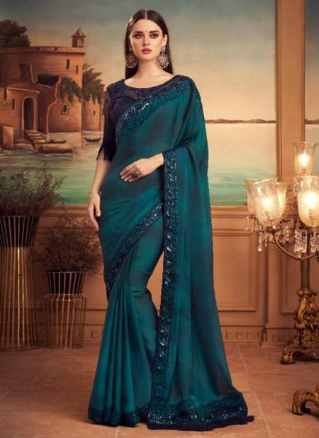 Dark Green TFH SILVER SCREEN 15th EDITION Fancy Heavy Party Wear Mix Silk Stylish Designer Saree Collection 25014